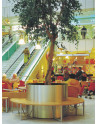 Pflanzgefäß aus Edelstahl mit Sitzbank IDEAL als PflanzenInsel im Shopping Center